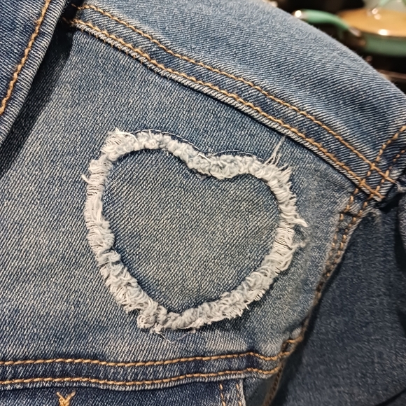 C Denim 1946 Womens Jacket Hearts Fringed XL Blue Bridal Casual Fall - Picture 8 of 10